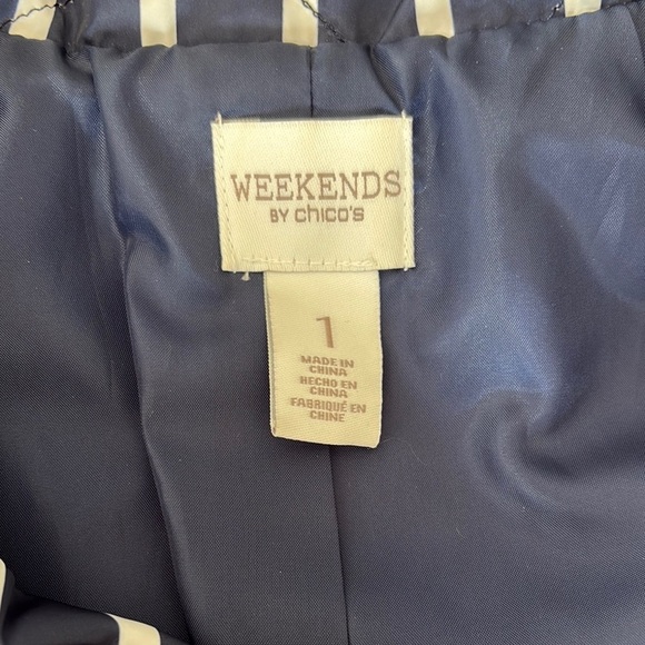 Chicos Navy and White Striped Quilted Vest Size 1 - Picture 2 of 4